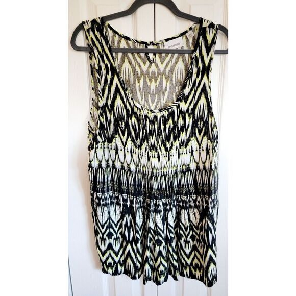 Avenue 18/20 Swing Top Cami Tank Size 1X Yellow Black Sleeveless Relax Fit Rayon - Picture 1 of 5